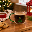 Caneca de Vidro Natalina 400ml Árvore de Natal Xícara para Café Chá Presente Decorativa