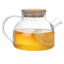 Chaleira de Vidro Borossilicato para Fogão com Filtro Inox e Tampa de Bambu 1000ml
