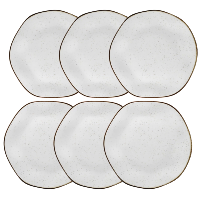 Prato Raso Ryo Maresia Areia 6 Unidades 27,5cm Oxford Porcelanas