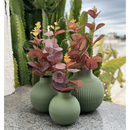 Trio De Vasos Decorativos Com Flores de eucalipto Artificial