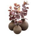 Trio De Vasos Decorativos Com Flores de eucalipto Artificial