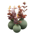 Trio De Vasos Decorativos Com Flores de eucalipto Artificial