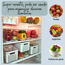 Organizador de Geladeira Grande Transparente 6,8L com 3 Cestos de Drenagem e Tampa