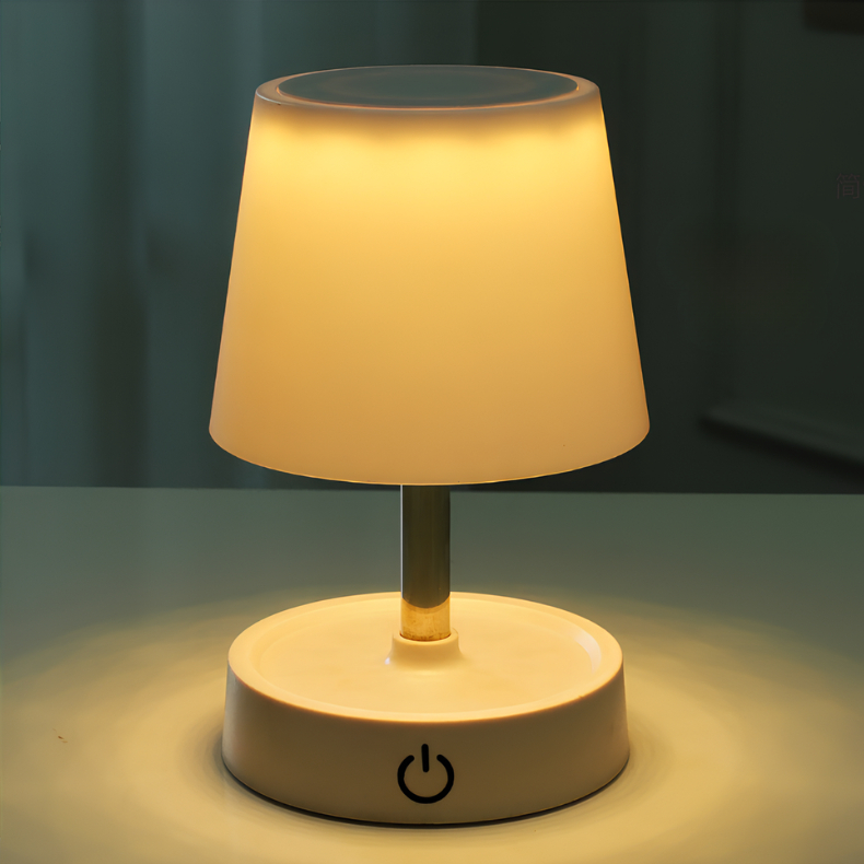 Abajur Recarregável Touch Luminária Retrátil em Aço com Luz de Led Branco Quente Ajustável-USB