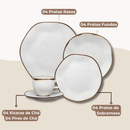 Aparelho de Jantar e Chá Porcelana 20 peças Ryo Maresia Jogo de Pratos e Xícaras Oxford