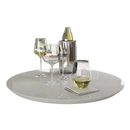 Prato Giratorio para Mesa Luxo 60cm Off White Com Vidro Sobrepor
