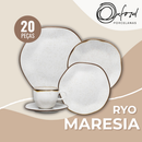 Aparelho de Jantar e Chá Porcelana 20 peças Ryo Maresia Jogo de Pratos e Xícaras Oxford