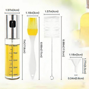 Kit 2 Spray Óleo e Vinagre 100ml Vidro Inox 304 Cozinha com Funil, Pincel Silicone e Escova Limpeza