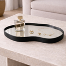Bandeja Espelhada Decorativa Orgânico Couro Ecológico Premium 38x26cm Sala Quarto Banheiro Mesa Hall
