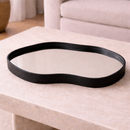 Bandeja Espelhada Decorativa Orgânico Couro Ecológico Premium 38x26cm Sala Quarto Banheiro Mesa Hall