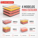 Porta Frios Presunto Queijo Acrílico Resistente Com Tampa Hermético Empilhável Duplo Triplo