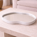 Bandeja Espelhada Decorativa Orgânico Couro Ecológico Premium 38x26cm Sala Quarto Banheiro Mesa Hall