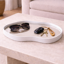 Bandeja Espelhada Decorativa Orgânico Couro Ecológico Premium 38x26cm Sala Quarto Banheiro Mesa Hall