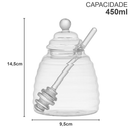 Meleira de Vidro Cristal 450ml com Pegador Pote Porta Mel Com Dosador e Tampa