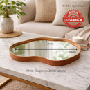 Bandeja Espelhada Decorativa Orgânico Couro Ecológico Premium 38x26cm Sala Quarto Banheiro Mesa Hall