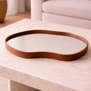 Bandeja Espelhada Decorativa Orgânico Couro Ecológico Premium 38x26cm Sala Quarto Banheiro Mesa Hall