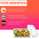 Conjunto Com 10 Potes Vidro 1040ml Hermético Marmita 4 Trava
