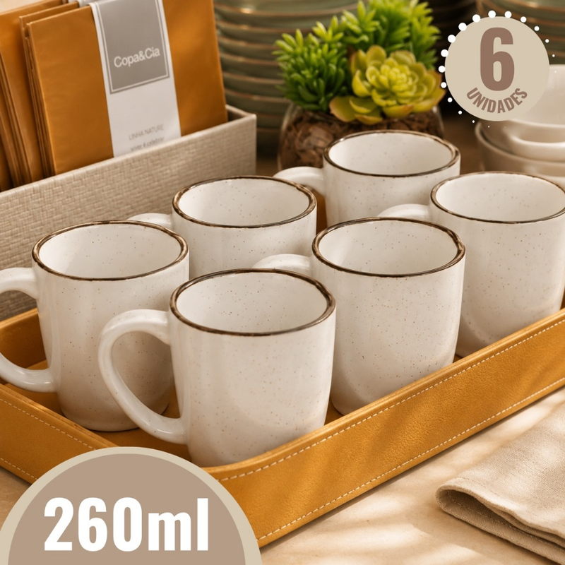 Jogo 6 Canecas Café Chá Ryo Maresia 260ml Oxford Porcelanas