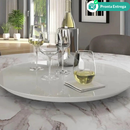 Prato Giratorio para Mesa Luxo 60cm Off White Com Vidro Sobrepor