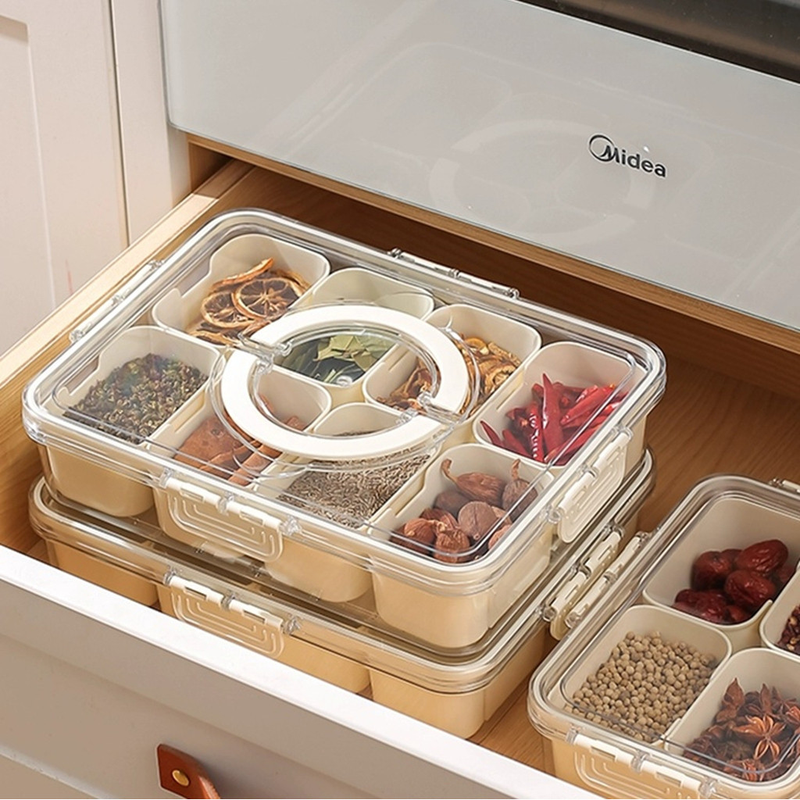 Pote Acrílico Luxo Multiuso Com 4 Ou 8 Divisórias Para Frutas Legumes Carnes E Ovos Transparente