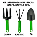 Kit Jogo Jardinagem Jardim Pá Ancinho GarfoTesoura Poda Luva 5 Peças Profissional Ferramenta