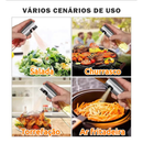 Kit 2 Spray Óleo e Vinagre 100ml Vidro Inox 304 Cozinha com Funil, Pincel Silicone e Escova Limpeza