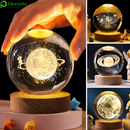 Luminária de Mesa LED em Cristal 3D Padrões de Lua e Sistema Solar Luz Ambiente para Quarto Alimentação USB